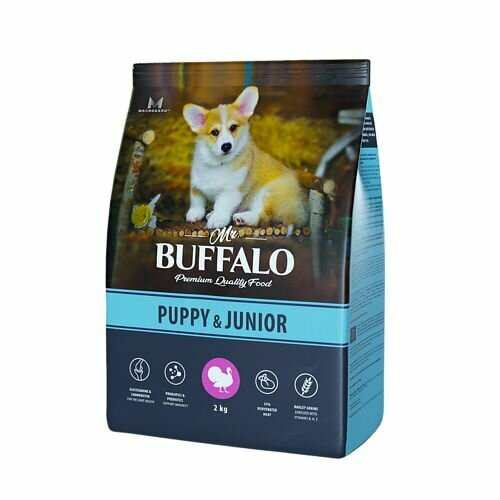 фото MR.BUFFALO PUPPY & JUNIOR 2 кг сухой корм для щенков и юниоров индейка 3 шт