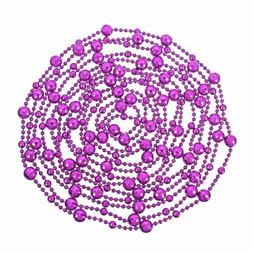 фото Бусы декоративные сноу БУМ, формовые шары разных диаметров, 500 см, цвет фуксия