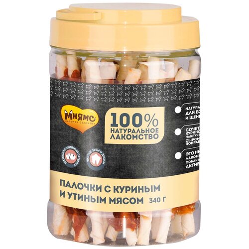 фото Лакомство для собак Мнямс Палочки с куриным и утиным мясом, 340 г