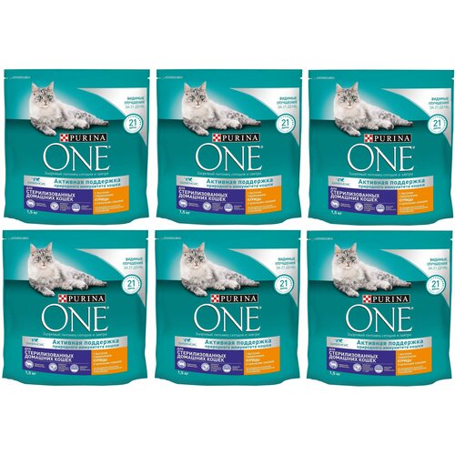 фото Сухой корм Purina ONE для стерилизованных/ кастрированных кошек и котов, живущих в домашних условиях с курицей и злаками 1.5 кг 6 шт