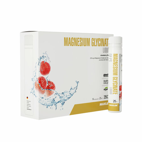 фото Глицинат магния Maxler Magnesium Glycinate Liquid, Клубника - 14 шт х 25 мг