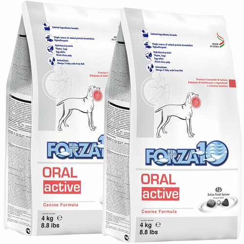 фото FORZA10 DOG ORAL ACTIVE для взрослых собак всех пород при заболеваниях ротовой полости (4 + 4 кг)