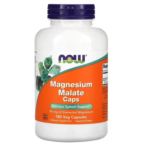 фото NOW Magnesium Malate Caps 180 veg capsules (магний малат)