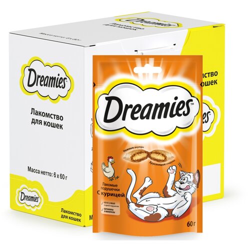 фото Лакомство для кошек  Dreamies Лакомство для кошек Dreamies подушечки, 360 г (шоу бокс) птица