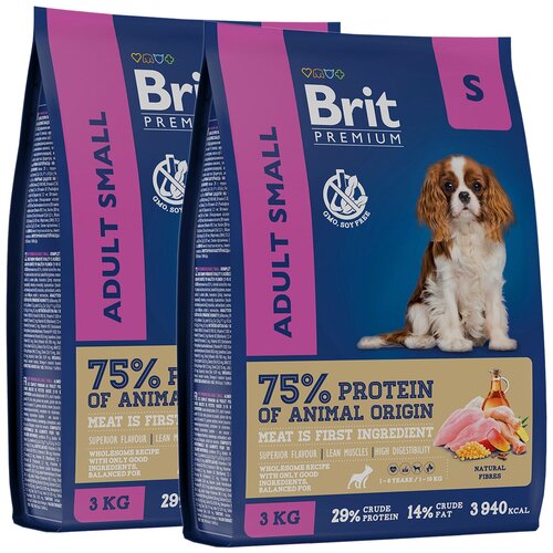 фото BRIT PREMIUM DOG ADULT SMALL для взрослых собак маленьких пород с курицей (3 + 3 кг)