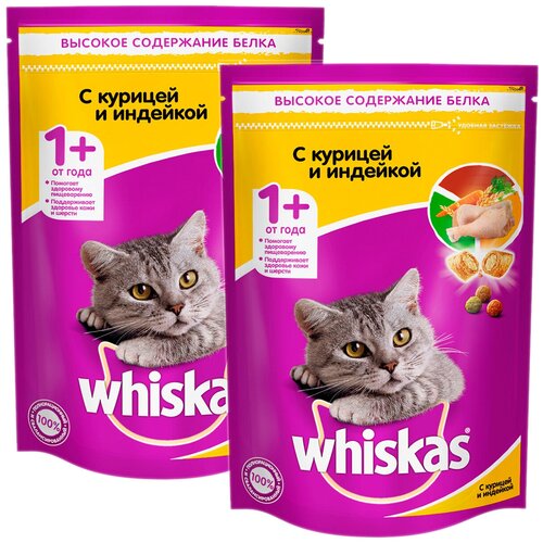 фото WHISKAS аппетитное ассорти для взрослых кошек с курицей и индейкой с нежным паштетом (0,8 + 0,8 кг)