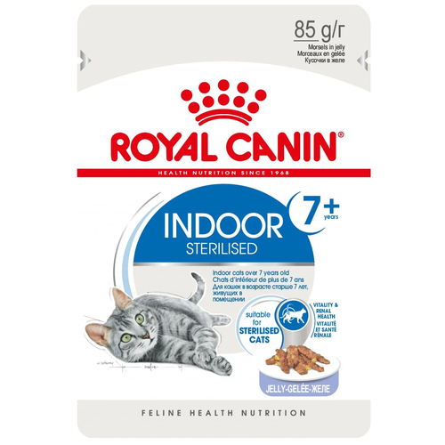 фото корм для стерилизованных пожилых кошек Royal Canin для живущих в помещении 10 шт. х 85 г (кусочки в желе)