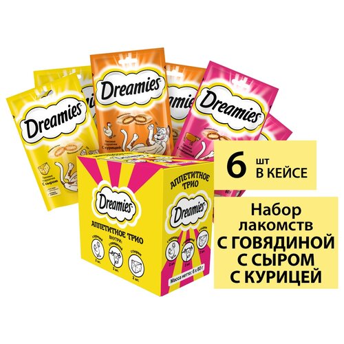 фото Лакомство для кошек  Dreamies Аппетитное трио, 360 г (шоу бокс) ассорти