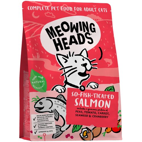 фото Сухой корм для кошек Meowing Heads для вывода шерсти, с лососем, с курицей 450 г