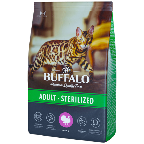 фото Сухой корм для кошек Mr.BUFFALO Sterilized для взрослых кошек с индейкой 400 г