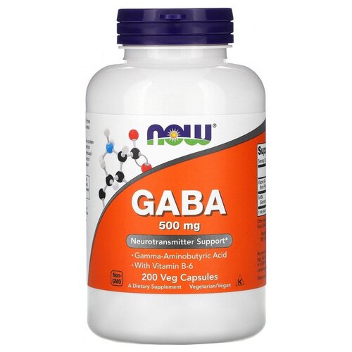 фото NOW GABA with Vitamin B-6 (ГАМК с витамином В6) 500 mg 200 caps