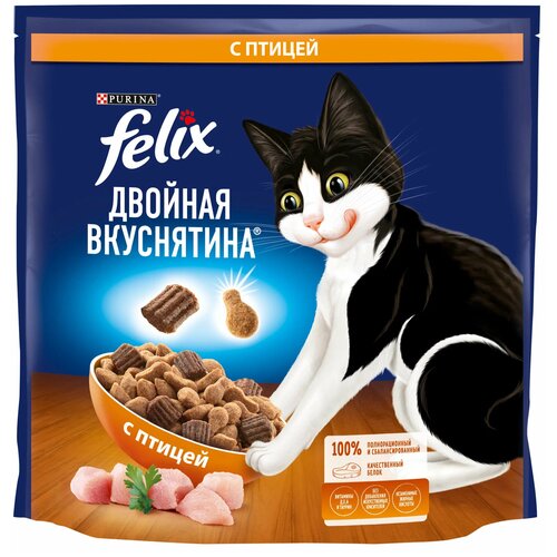 фото Сухой корм для кошек Felix Двойная вкуснятина, с птицей 3 шт. х 1300 г (кусочки в соусе)