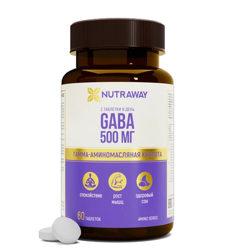 фото Биологически активная добавка к пище GABA /габа 500mg NUTRAWAY 60 таблеток