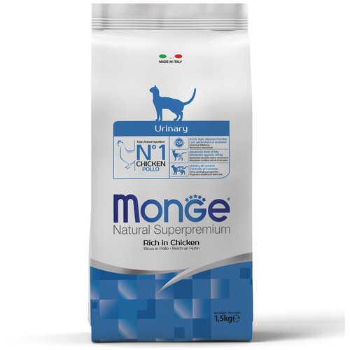 фото Сухой корм для кошек Monge Superpremium Cat Urinary, с курицей 1500 г (кусочки в желе)