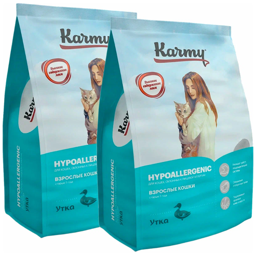 фото Сухой корм для кошек Karmy Hypoallergenic, для склонных к пищевой аллергии, утка 2 шт. х 10000 г