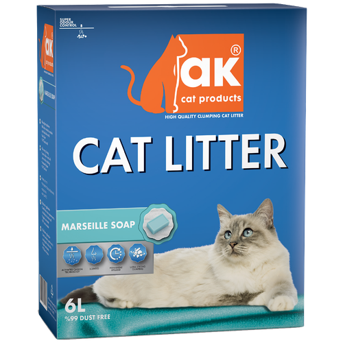 фото AK Cat Marseille Soap Комкующийся бентонитовый наполнитель с ароматом марсельского мыла 6л