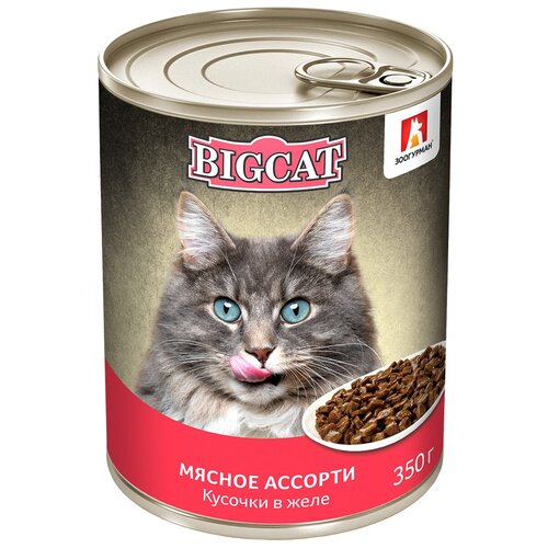 фото Зоогурман BIG CAT для взрослых кошек с мясным ассорти в желе (350 гр)