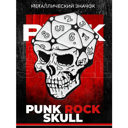 фото Металлический значок на рюкзак Punk Rock Skull D20 Cube