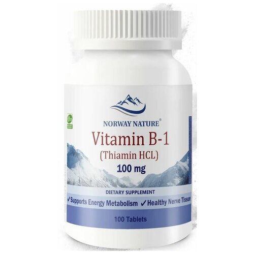 фото Norway Nature Vitamin B-1 Thiamin HCL 100 мг (Витамин Б-1 Тиамин Гидрохлорид) 100 таблеток (Norway Nature)