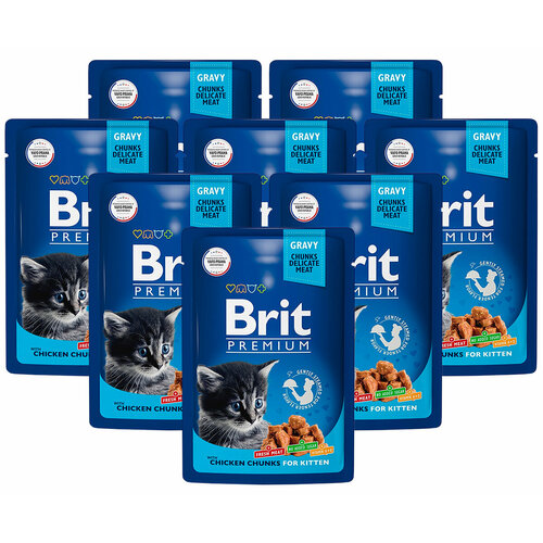 фото BRIT PREMIUM CAT CHICKEN CHUNKS FOR KITTEN для котят с курицей пауч 85 гр 85 гр х 8 шт