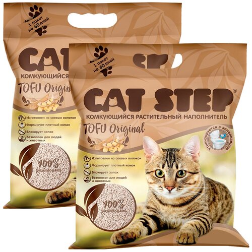 фото CAT STEP TOFU ORIGINAL - Кэт степ наполнитель комкующийся для туалета кошек (6 + 6 л)