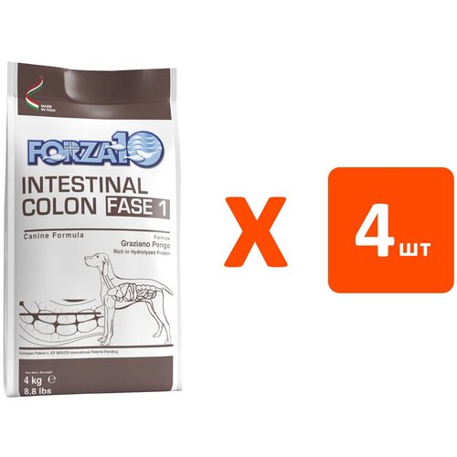 фото FORZA10 DOG INTESTINAL COLON FASE 1 для взрослых собак всех пород для лечения колитов (4 кг х 4 шт)