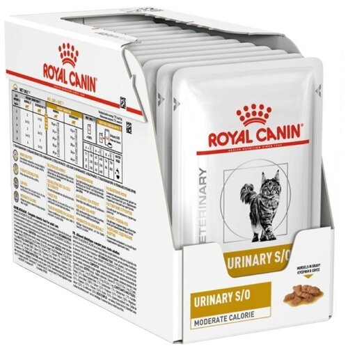 фото Влажный корм для стерилизованных кошек Royal Canin Urinary S/O Moderate Calorie, для лечения и профилактики МКБ, мясное ассорти 12 шт. х 85 г (кусочки в соусе)