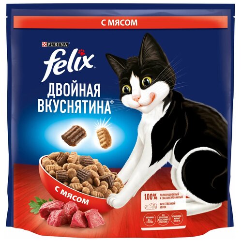 фото Сухой Корм для кошек Felix Двойная вкуснятина, с мясом 3 шт. х 1300 г (кусочки в соусе)