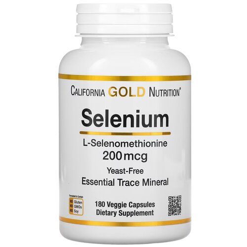 фото California Gold Nutrition, Selenium, селен, бездрожжевой, 200 мкг, 180 вегетарианских капсул