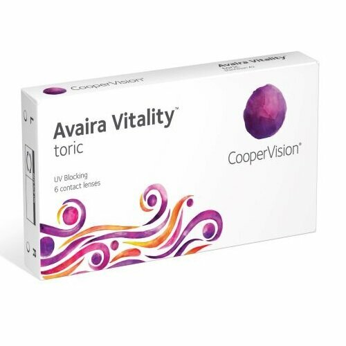 фото Контактные линзы CooperVision Avaira Vitality toric., 6 шт., R 8,5, D -6, CYL: -0,75, AХ: 10, прозрачный, 6 уп.