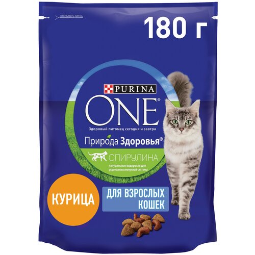 фото Сухой корм Purina ONE Природа Здоровья для взрослых кошек с курицей, 180 г