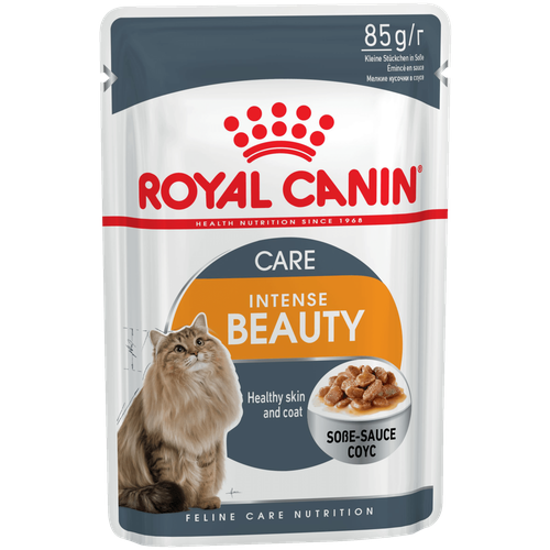 фото Влажный корм для кошек Royal Canin Intense Beauty, для здоровья кожи и блеска шерсти 85 г (кусочки в желе)