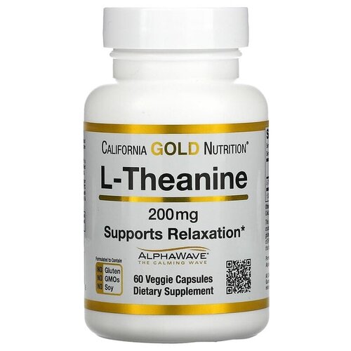 фото California Gold Nutrition L-Theanine AlphaWave вег. капс., 200 мг, 50 г, 60 шт.