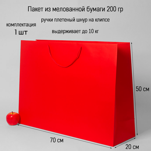 фото Пакет подарочный большой 70х50х20 красный, бумажный (1шт), заказать за 1615 рублей