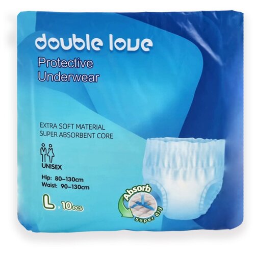 фото Трусы впитывающие для взрослых Double love размер L (обхват бедер 95-120 см), 10 шт.