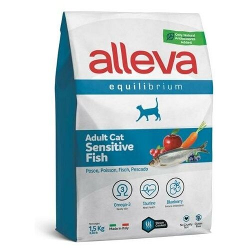 фото ALLEVA EQUILIBRIUM CAT Adult Sensitive Fish Сухой корм для взрослых кошек с рыбой 1,5 кг (2 шт)