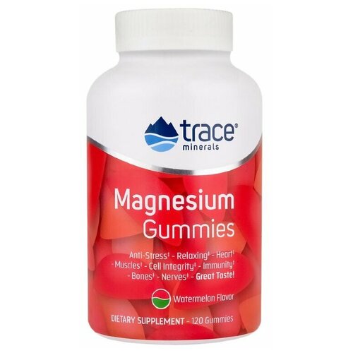 фото Trace Minerals Magnesium Gummies 120 gummies / Трейс Минералс Мармеладки с магнием 120 шт (Арбуз)