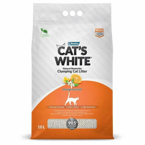 фото Наполнитель комкующийся Cat's White Orange с ароматом апельсина для кошачьего туалета (10л)