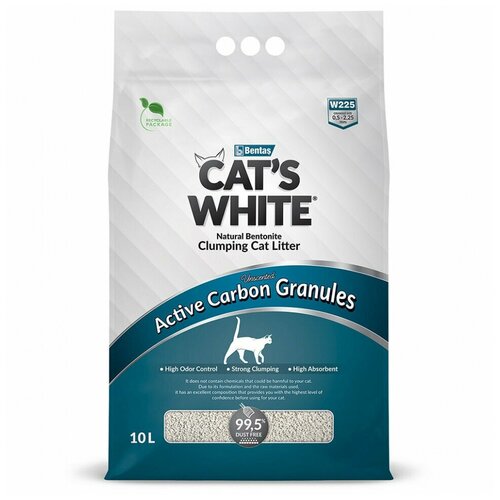 фото Cat's White Active Carbon Granules комкующийся наполнитель с гранулами активированного угля для кошачьего туалета (10л) Без характеристики