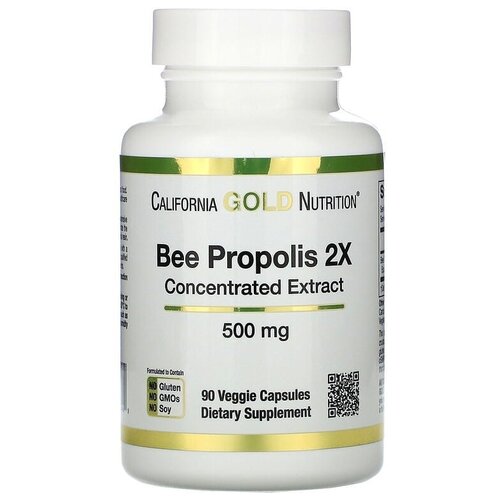 фото California Gold Nutrition Bee Propolis 2X Concentrated Extract вег.капс., 500 мг, 90 г, 90 шт.