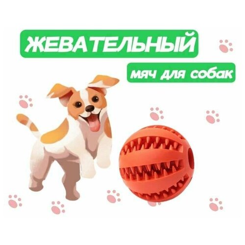 фото Жевательная игрушка мяч для собак и кошек, шарик для чистки зубов 5см