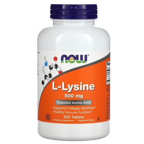 фото Таблетки NOW L-Lysine, 200 г, 250 мл, 500 мг, 250 шт.