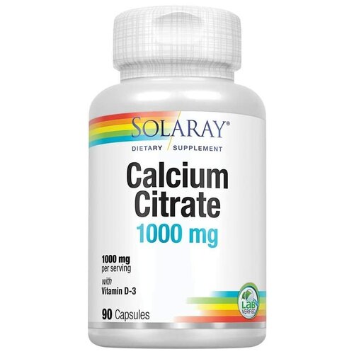 фото Solaray Calcium Citrate with D3 (Цитрат кальция с витамином D-3)1000 мг 90 капсул