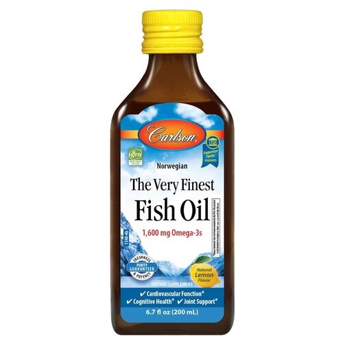 фото Carlson Labs Norwegian The Very Finest Fish Oil (норвежская серия самый лучший рыбий жир) с натуральным лимонным вкусом 1600 мг 200 мл