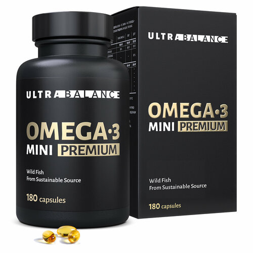 фото Омега 3 мини, рыбий жир, витамины Omega 3 UltraBalance 180 капсул