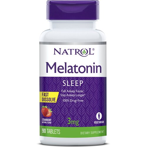 фото Melatonin Fast Dissolve таб., 3 мг, 70 г, 90 шт., клубника