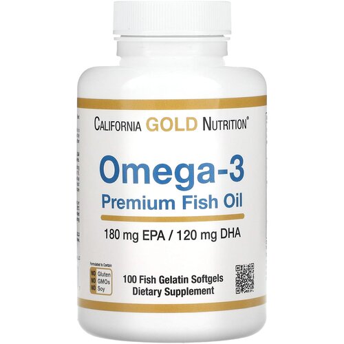 фото California Gold Nutrition Omega-3 Premium Fish Oil капс., 180 г, 100 шт.