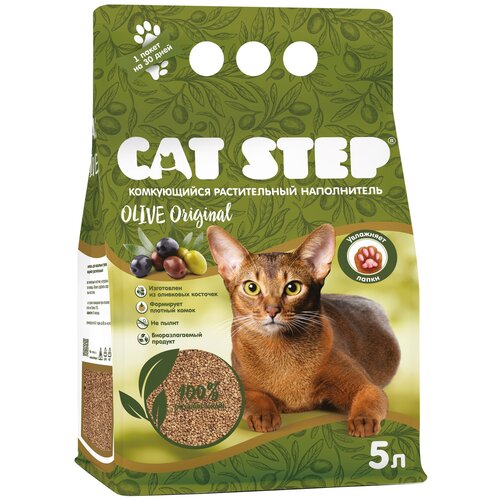 фото Комкующийся наполнитель Cat Step Olive Original, 5л, 1 шт.