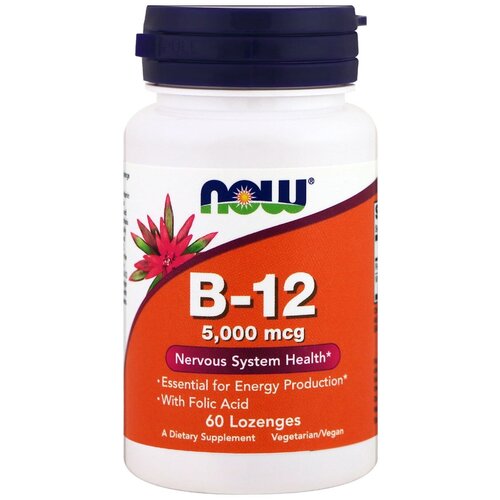 фото NOW Vitamin B-12 5000 mcg+Folic Acid 60 loz